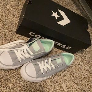 Mint Green and Grey low top converse